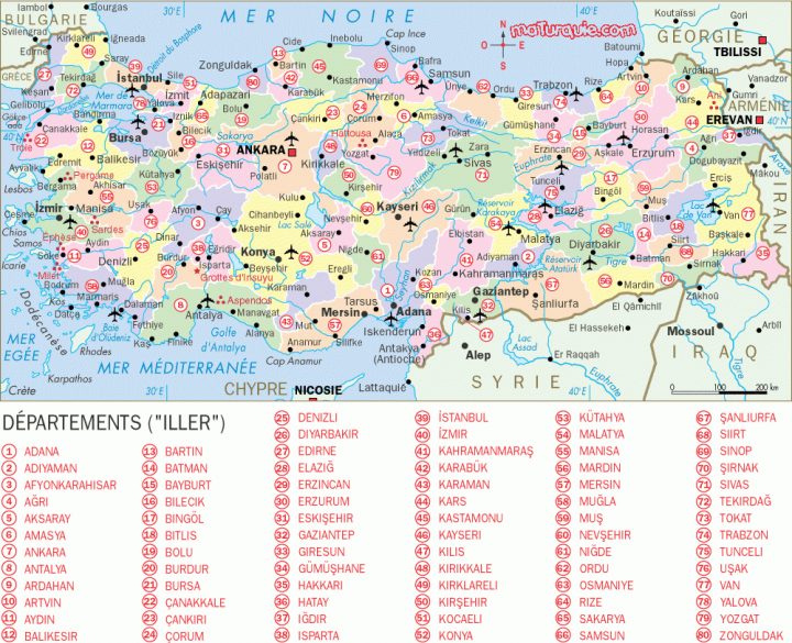 Cartograf.fr : Les Pays : La Turquie dedans Carte Departement Numero