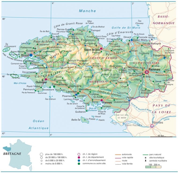 Cartograf.fr : Régions France : La Bretagne – Version Mobile concernant Carte De France Avec Départements Et Préfectures