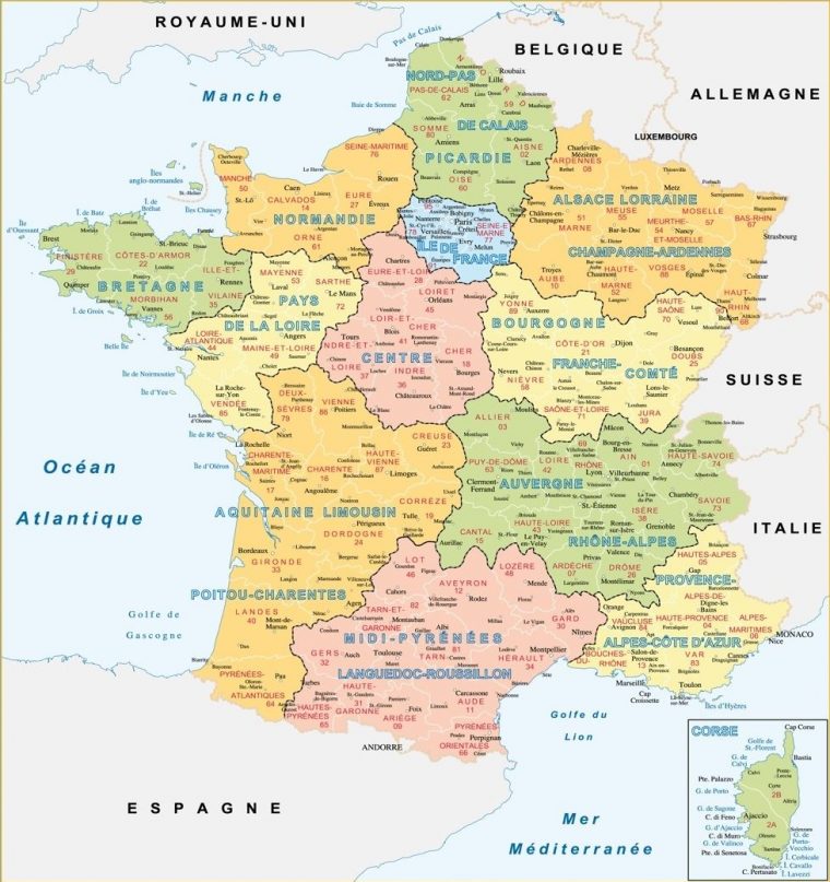 Cartographie De La France : Cartes De France Thématiques avec Decoupage Region France