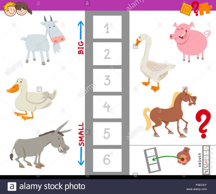 Cartoon Illustration De Jeu Éducatif De Trouver Le Plus dedans Jeux Les Animaux De La Ferme