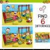 Cartoon Illustration De Trouver La Différence D'activités Éducatives Pour  Les Enfants Avec Les Enfants Sur Playground destiné Trouver Les Difference