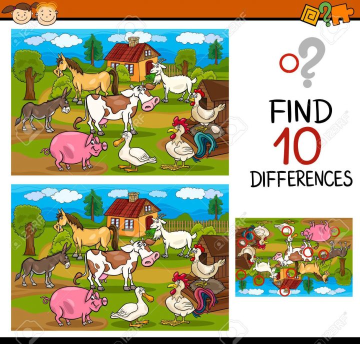 Cartoon Illustration De Trouver Les Différences Jeu Éducatif Pour Les  Enfants D'âge Préscolaire à Jeux Enfant Educatif