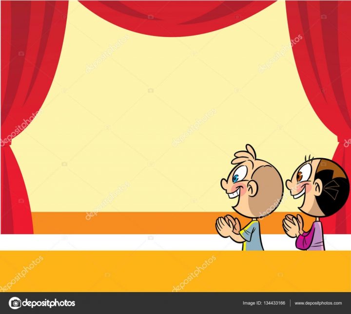 Cartoon Kids In The Theater — Stock Vector © Verzhy #134433166 encequiconcerne Dessin Theatre