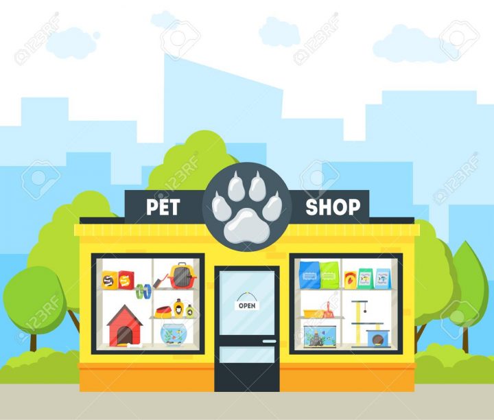 Cartoon Pet Shop Building. Vector concernant Dessin De Petshop