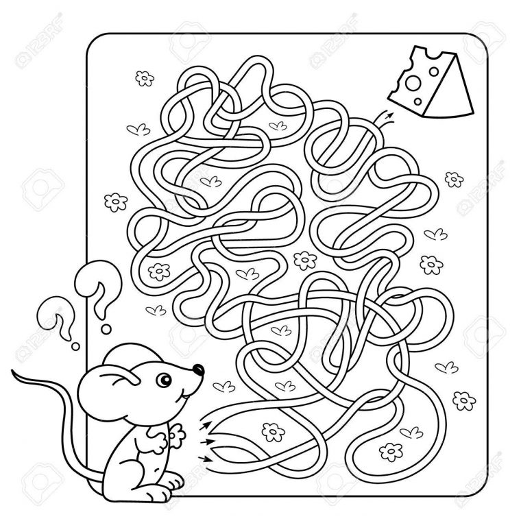 Cartoon Vector Illustration De L'éducation Labyrinte Jeu Pour Enfants D'âge  Préscolaire. Puzzle. Tangled Road. Coloriage Contour De Petite Souris Avec avec Jeux De La Petite Souris