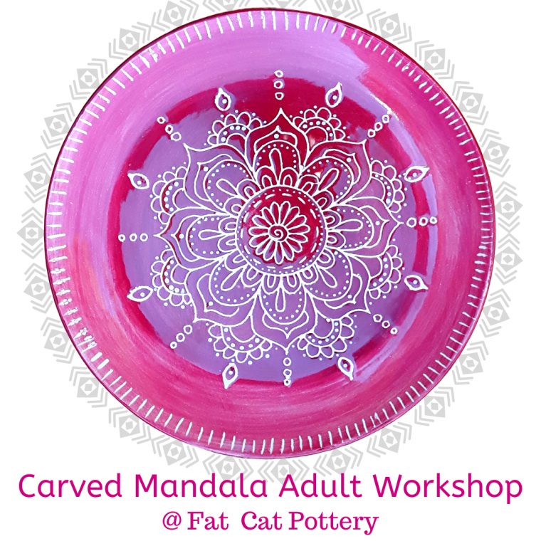 Carved Mandala Adult Painting Workshop | Fat Cat Pottery destiné Mandala Fée