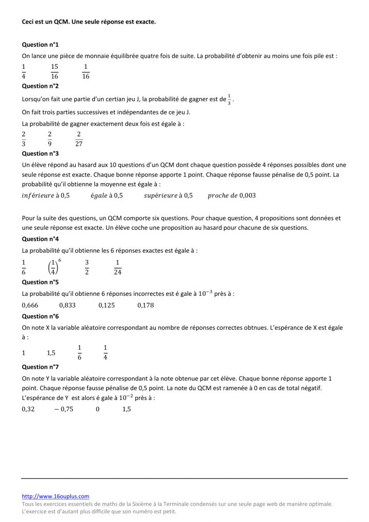 Ceci Est Un Qcm. Une Seule Réponse Est Exacte. Question N°1 On concernant Jeu De Question Réponse