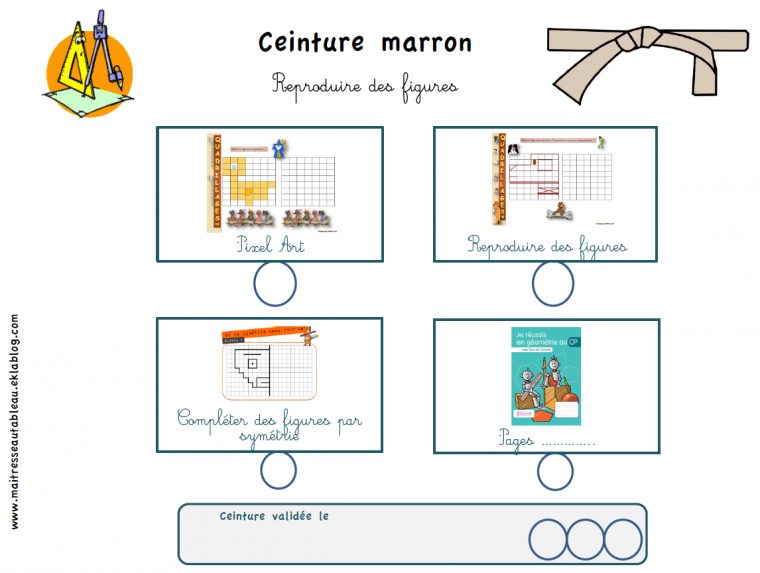 Ceintures De Réussite Géométrie – Maitresse, Au Tableau ! à Reproduction De Figures Sur Quadrillage Ce1