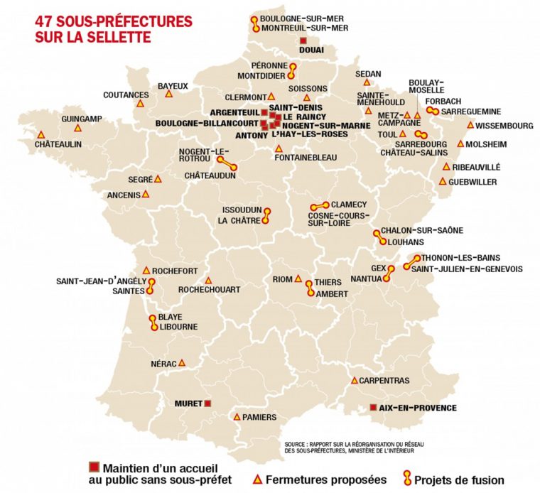 Ces Sous-Préfectures Qui Seraient Effacées De La Carte serapportantà Carte De France Avec Départements Et Préfectures