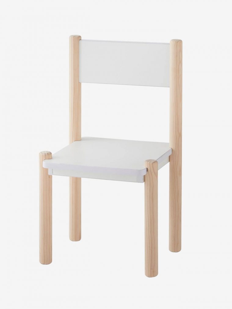 Chaise Maternelle Pour Table De Jeu Ligne Woody Blanc – Bois – Vertbaudet pour Jeux Maternelle En Ligne