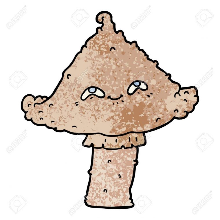 Champignon De Dessin Animé Avec Visage pour Dessiner Un Champignon