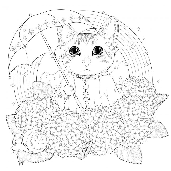 Chat Arc En Ciel Et Mandala – Chats – Coloriages Difficiles encequiconcerne Arc En Ciel A Colorier