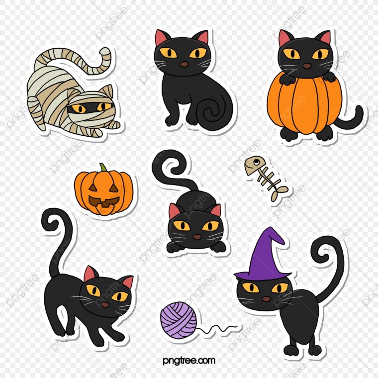 Chat De Halloween Dessiné À La Main Dessin Animé Jouant tout Dessin D Halloween Facile A Dessiner