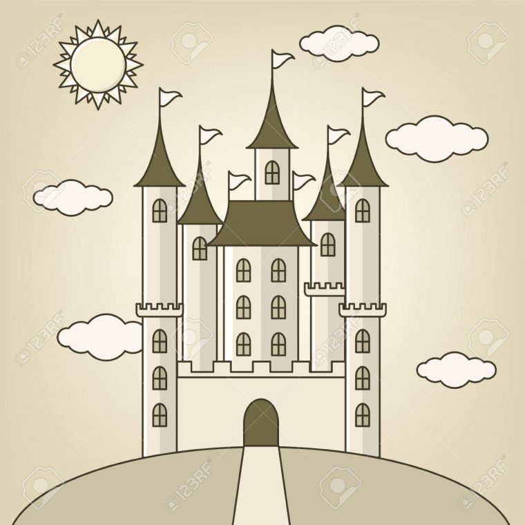 Château De Princesse Avec Des Nuages ? ? Et Des Dessins De Poupée Conception avec Chateau De Princesse Dessin