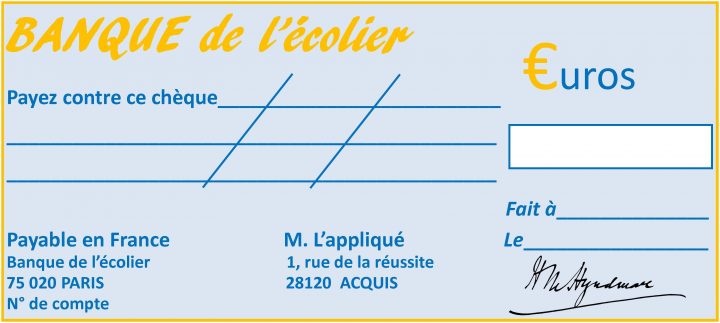 Cheque Factice | Mathématiques Ce2, Maths Ce1, Carte D'identité avec Argent Factice À Imprimer