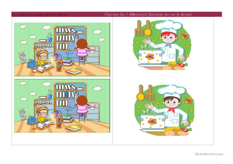 Chercher Les 7Differences – Français Fle Fiches Pedagogiques encequiconcerne Jeux Des 7 Erreurs Gratuit