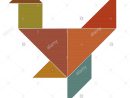 Chicken From Colored Pieces Of Puzzle Tangram, Woody Texture tout Pièces Tangram