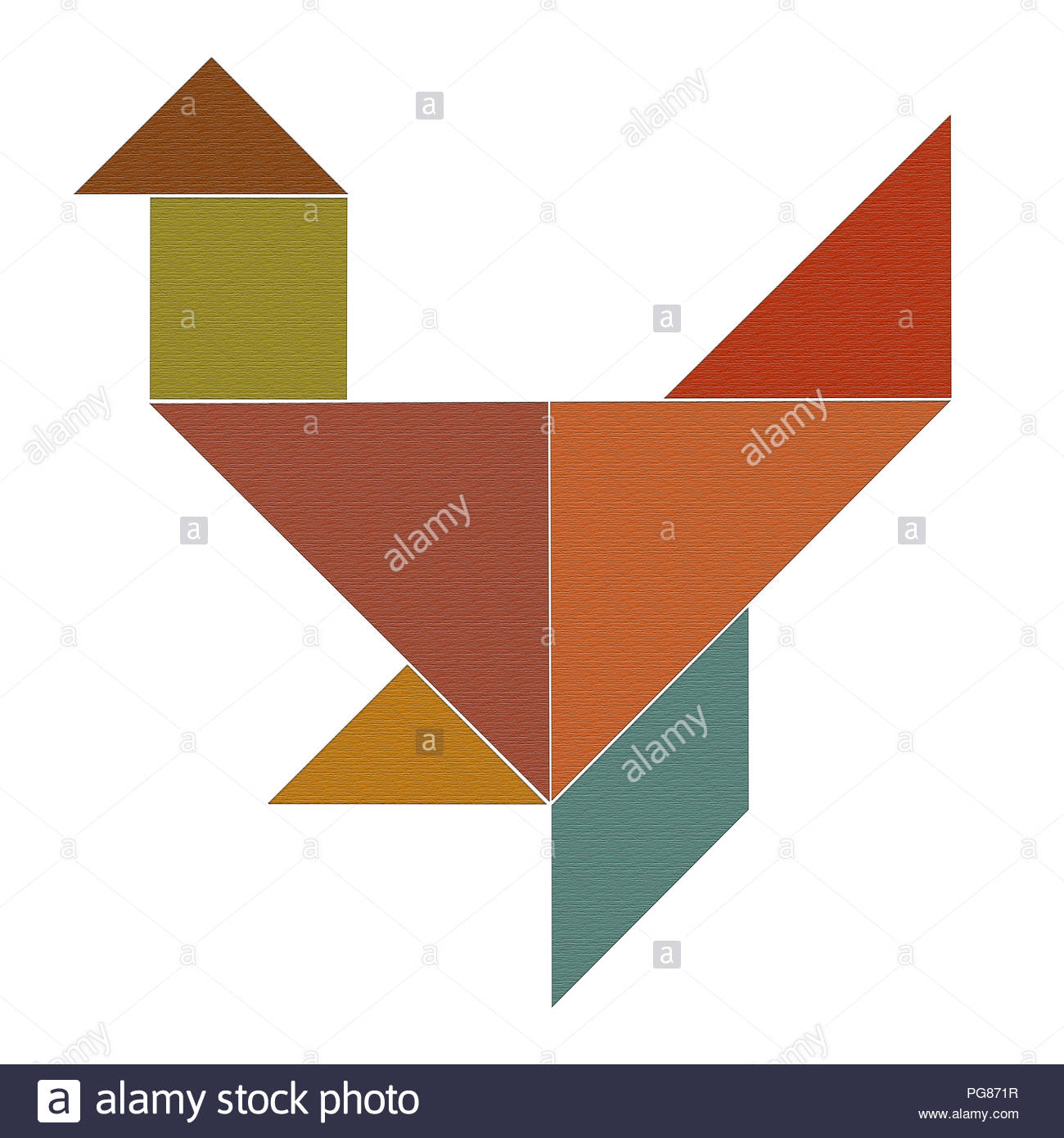 Chicken From Colored Pieces Of Puzzle Tangram, Woody Texture tout Pièces Tangram 