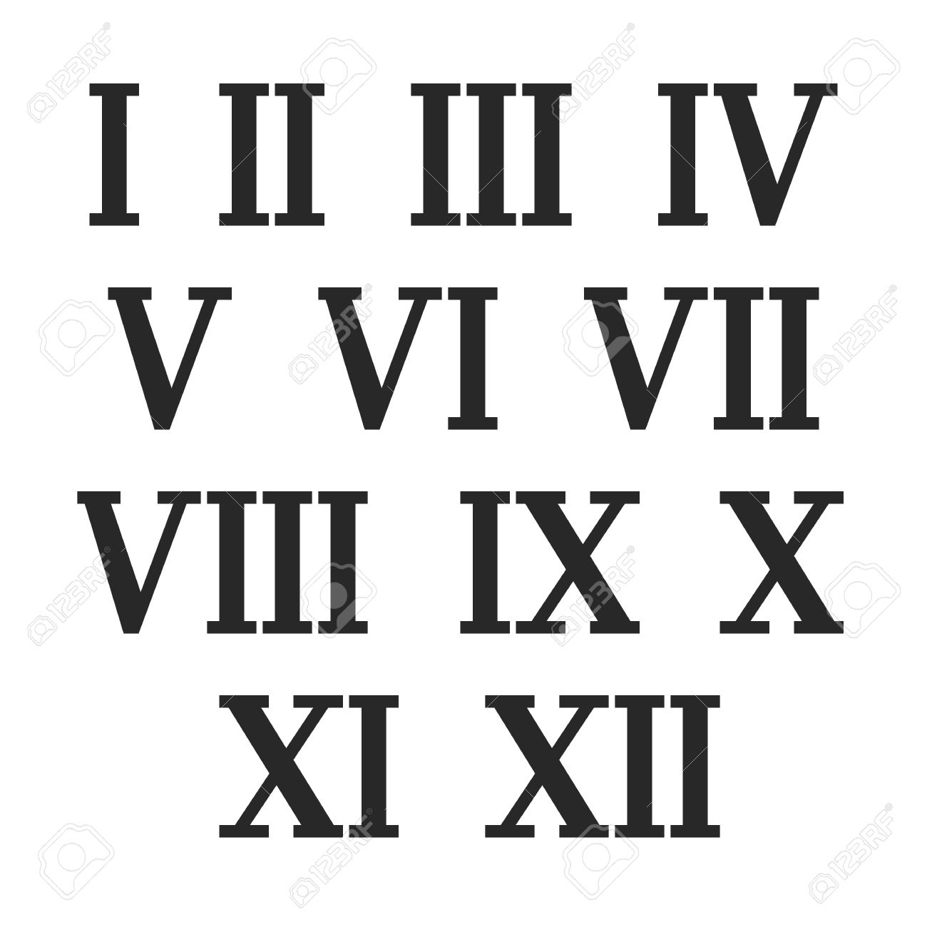 Chiffres Romains Fixés. Old Roman Numéro Alphabet Antique. Vector  Illustration Plat Isolé Sur Fond Blanc. intérieur Dessin Chiffre Romain