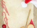 Christmas Eve Letter To Santa With Ho Ho Ho Sign, Red Hat, Pen,.. serapportantà Papier Lettre De Noel