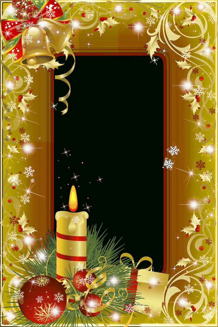 Christmas Frame With Bells And Candle And Ornament | Lettre tout Papier Lettre De Noel