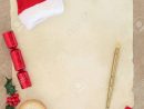 Christmas Letter To Santa Claus With Hat, Old Pen, Mince Pie.. avec Papier Lettre De Noel