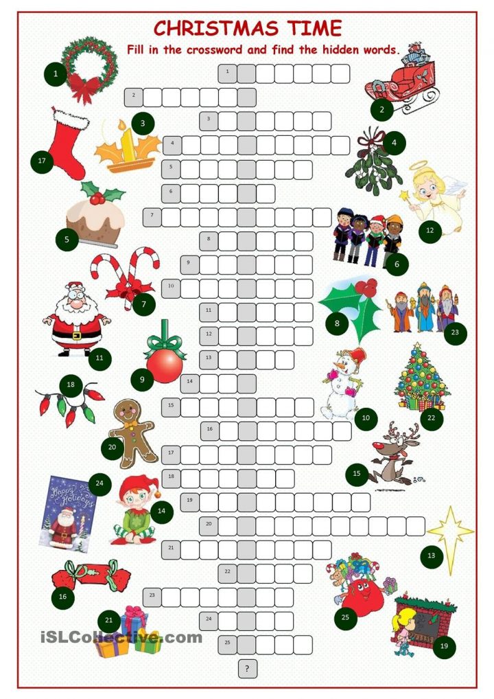 Christnas Time Crossword Puzzle | Jeux Anglais, Etiquettes pour Jeu En Anglais À Imprimer