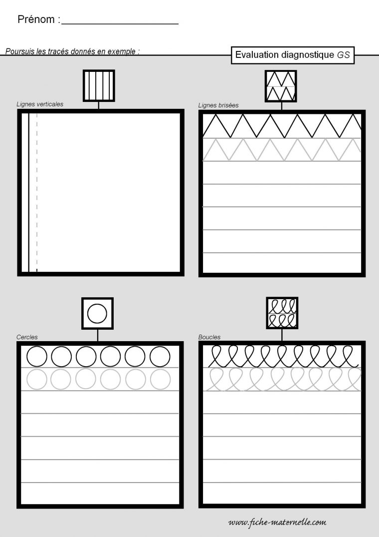 Classe Maternelle Evaluation Diagnostique En Gs | Évaluation avec Exercice Maternelle Moyenne Section