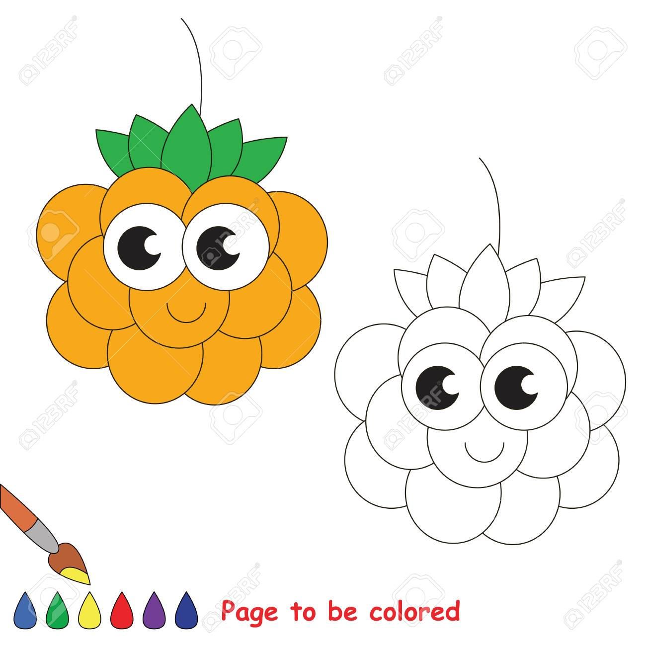 Cloudberry À Colorier. Livre De Coloriage Pour Éduquer Les Enfants.  Apprendre Les Couleurs Jeu Éducatif Visuel. Jeu Facile Pour Les Enfants Et tout Jeux Pour Apprendre Les Couleurs 