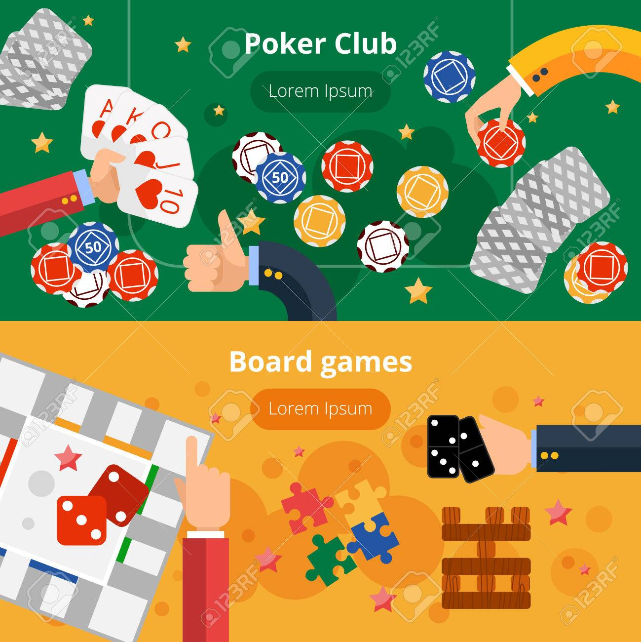Club De Poker En Ligne Et Jeux De Hasard De Pages Web Interactif Deux  Bannières Plates Conception Abstraite Isolé Illustration Vectorielle destiné Jeux A Deux En Ligne