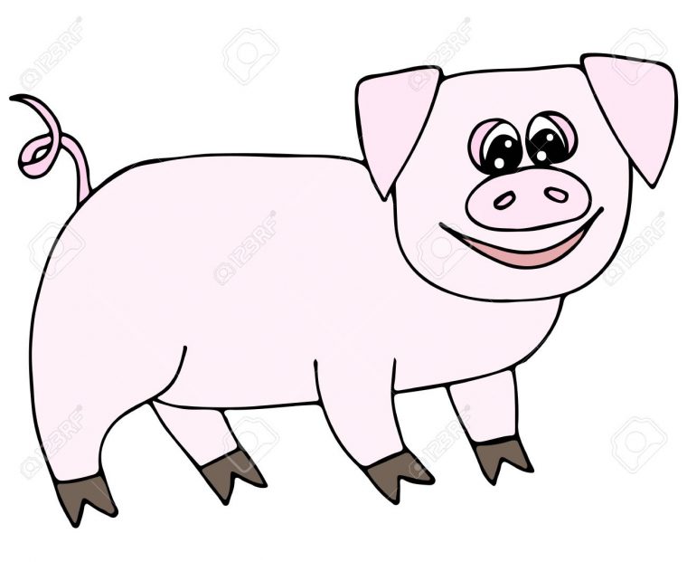 Cochon Rose Mignon Isolé Sur Fond Blanc. Pour Cahier De Coloriage Et Autres  Dessins D'enfants. encequiconcerne Dessin A Colorier Cochon