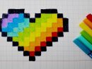 Coeur Arc-En-Ciel En Pixel Art à Modele Dessin Pixel