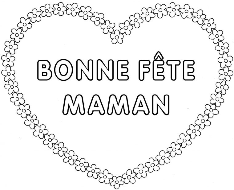 Coeur Fleur Bonne Fête Maman À Colorier | Carte Fête Des intérieur Carte Bonne Fete Maman Imprimer