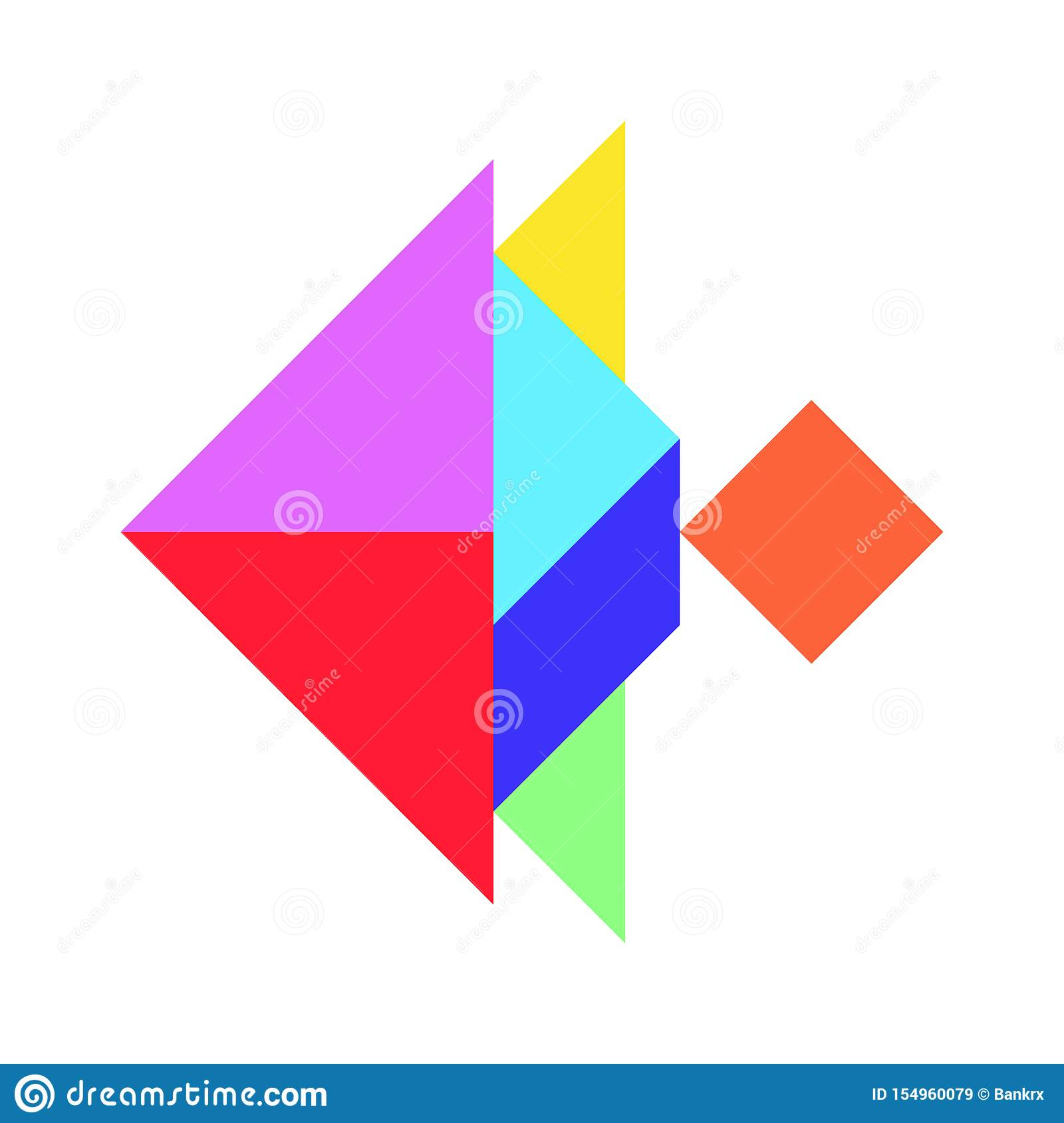Color Tangram In Fish Shape On White Background Vector Stock tout Tangram Simple 