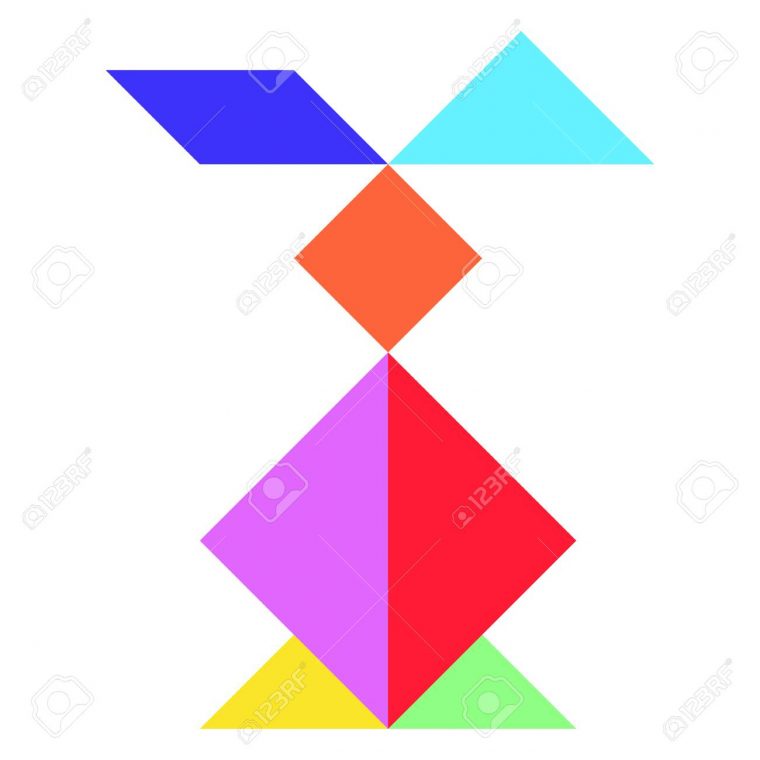 Color Tangram In Rabbit Shape On Whtie Background (Vector) avec Tangram Lapin