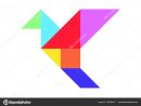 Color Tangram Puzzle Flying Bird Shape White Background concernant Tangram Chat
