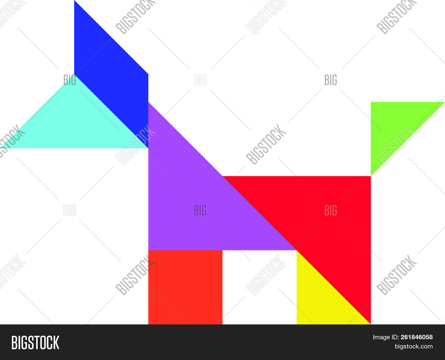 Color Tangram Puzzle Vector &amp; Photo (Free Trial) | Bigstock intérieur Tangram Chat