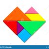 Color Wood Tangram Puzzle In Heart Shape On White Background encequiconcerne Tangram Simple