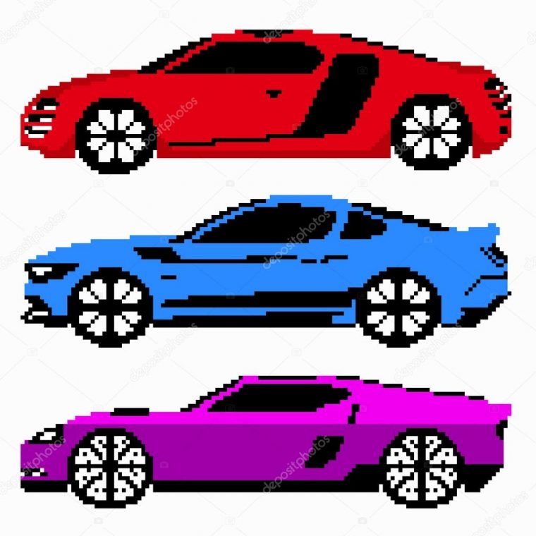 Colored Race Cars Collection Vector Pixel Art — Stock Vector destiné Voiture Pixel Art