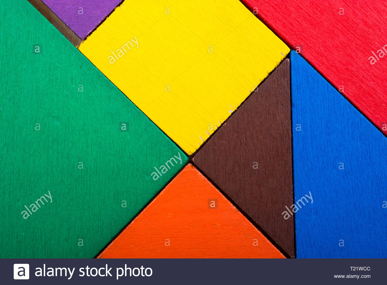 Colorful Pieces Of A Square Tangram Puzzle Stock Photo avec Pièces Tangram