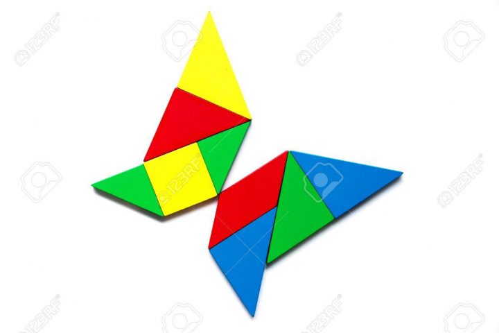 Colorful Tangram As Butterfly Shape On White Background dedans Tangram Modèles Et Solutions