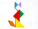 Colorful Wood Tangram Puzzle In Sitting Cat Shape On White Background concernant Tangram Chat