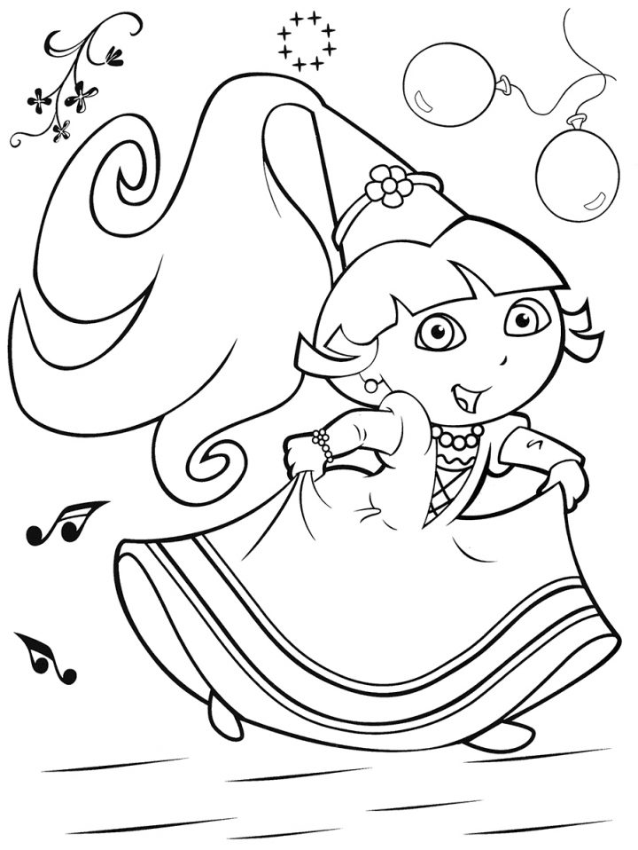 Coloriage À Dessiner Dora À Colorier Sur L'ordinateur dedans Coloriage Dora Princesse