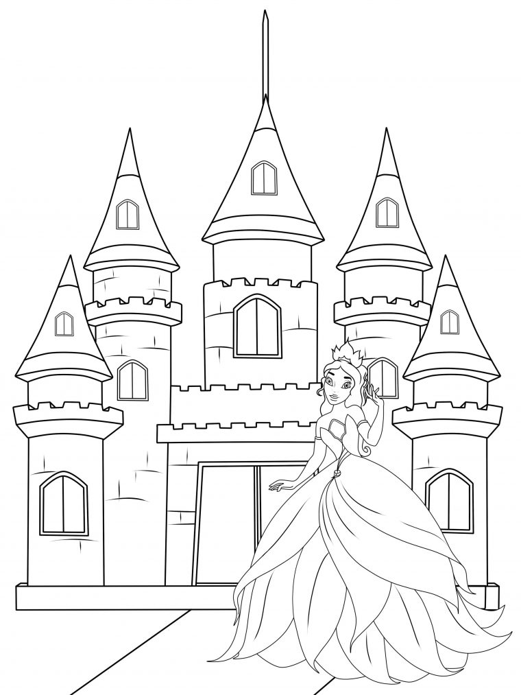 Coloriage À Imprimer : Le Château De La Princesse avec Dessin A Decouper Et A Imprimer