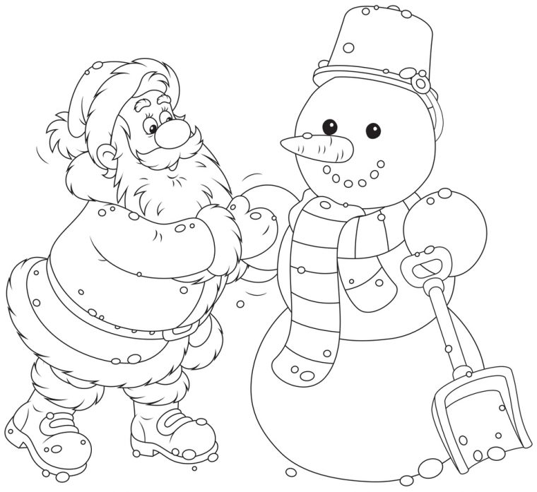 Coloriage À Imprimer : Le Père Noël Fabrique Un Bonhomme De destiné Coloriage De Pere Noel A Imprimer Gratuitement