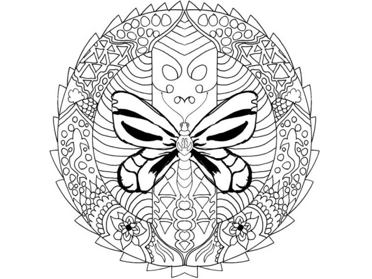 Coloriage À Télécharger: Mandala Papillon encequiconcerne Jeux De Coloriage De Rosace