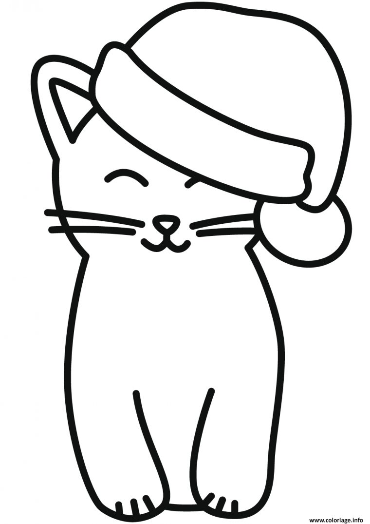 Coloriage Adorable Chaton De Noel Dessin concernant Coloriage De Chat De Noel