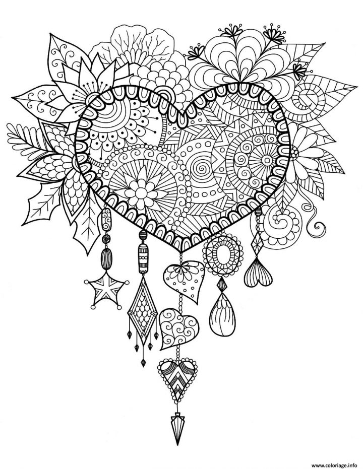 Coloriage Adulte Attrape Reve Coeur Mandala Zen Dessin encequiconcerne Image Zen A Imprimer