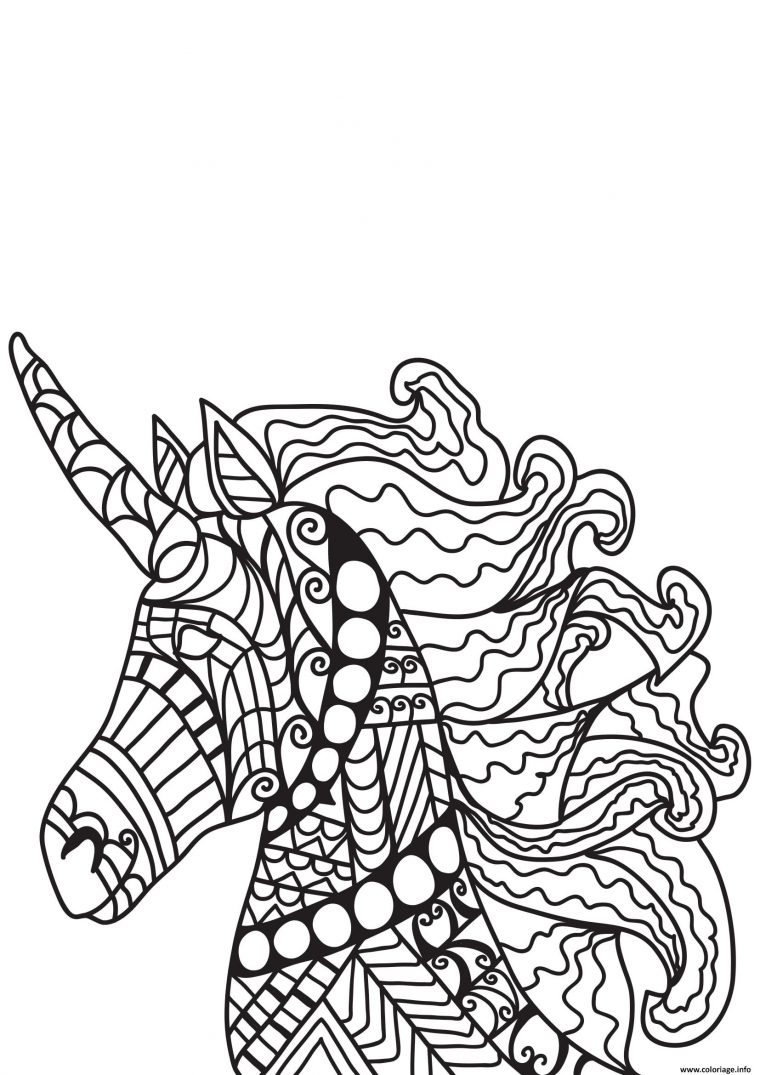 Coloriage Adulte Cheval Licorne Dessin dedans Dessin De Cheval A Colorier