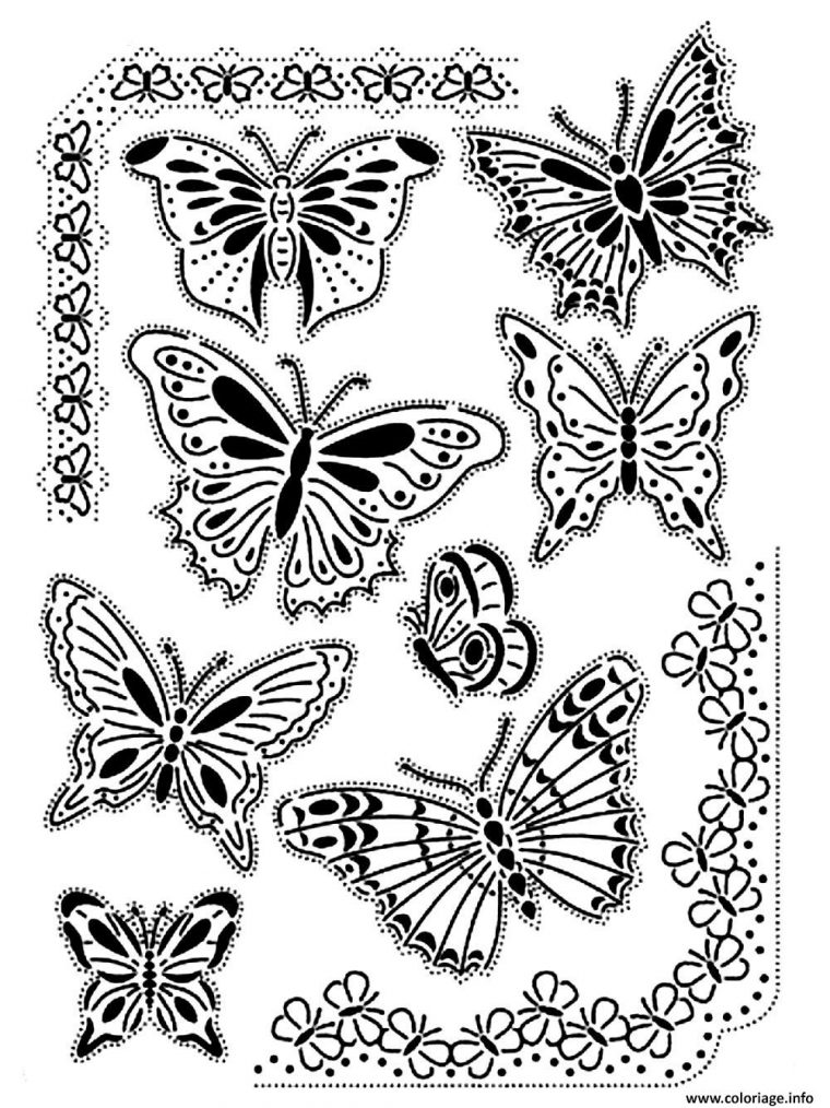 Coloriage Adulte Difficile Papillons Vintage Dessin intérieur Dessin Papillon À Colorier